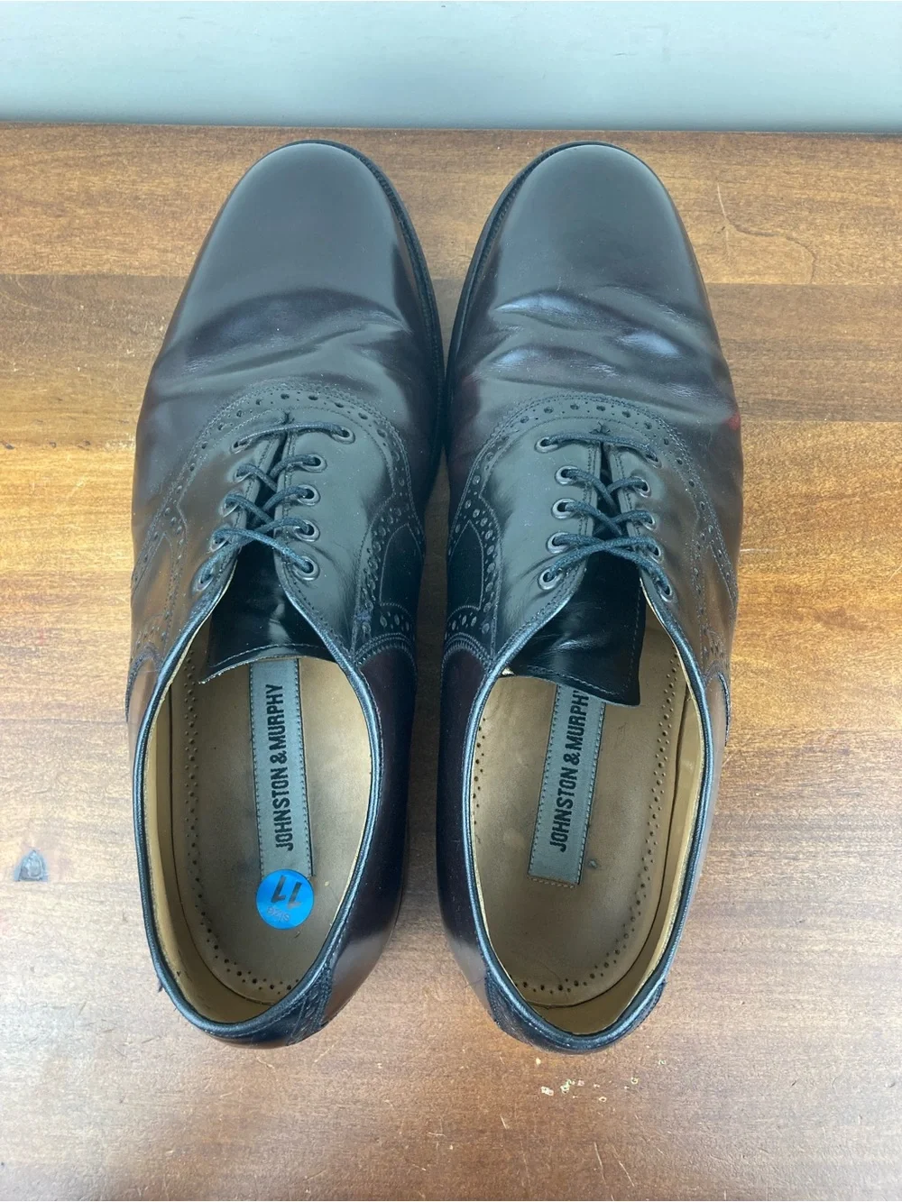 Johnson & Murphy Oxford Black Cherry Leather Dress Shoes Men's Size 11D.